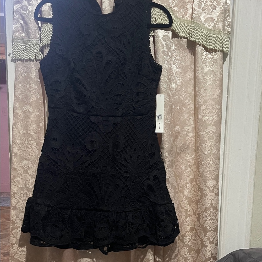 Aqua Black Textured Mini Dress